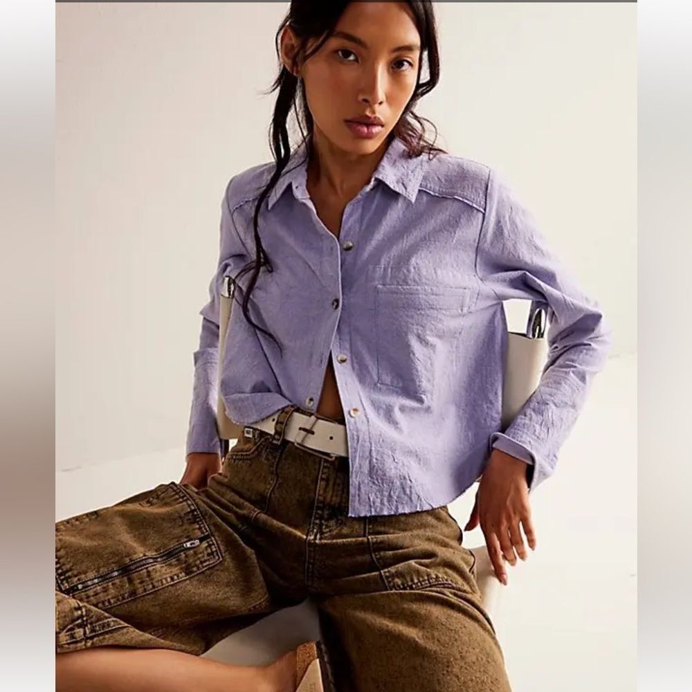 We The Free Light Purple Button Down Shirt